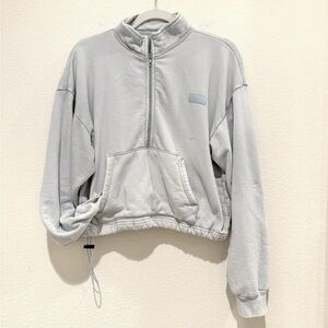 SET ACTIVE Sweater Womens Small Light Blue Half Zip Pockets Fleece Sweatshirt